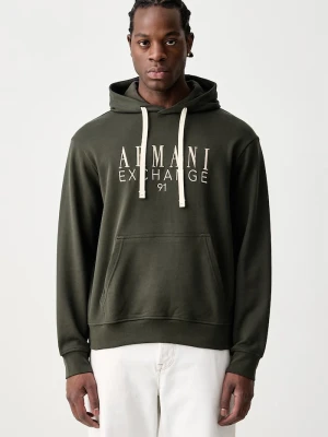 Armani Exchange bluza z kapturem męska bawełniana zielony