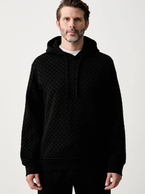 Armani Exchange bluza z kapturem męska z bawełną czarny