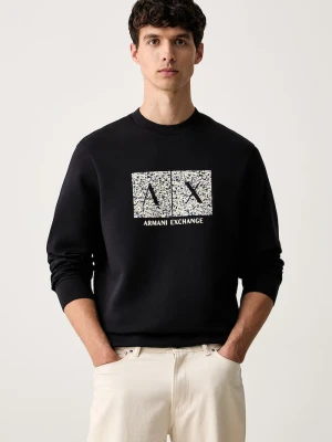 Armani Exchange bluza z kapturem męska z bawełną granatowy