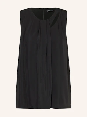 Armani Exchange Bluzka Bez Rękawów Z Satyny Z Wycięciami schwarz