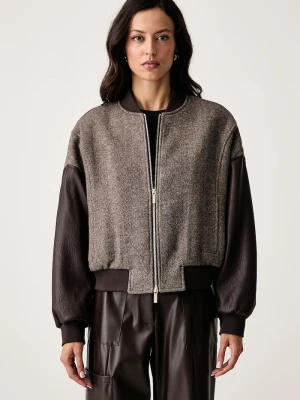 Armani Exchange bomberka damska z wełną brązowy
