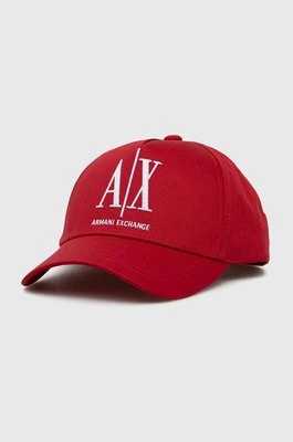 Armani Exchange czapka z daszkiem bawełniana kolor czerwony 954047 CC811 NOS