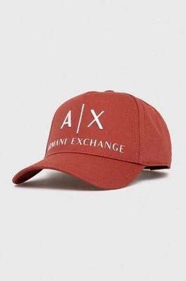 Armani Exchange czapka bawełniana kolor pomarańczowy z aplikacją 954039 CC513 NOS