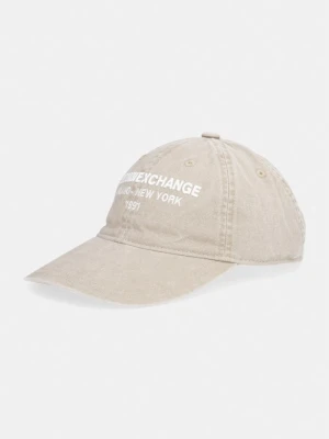 Armani Exchange czapka bejsbolówka męska bawełniana beżowy