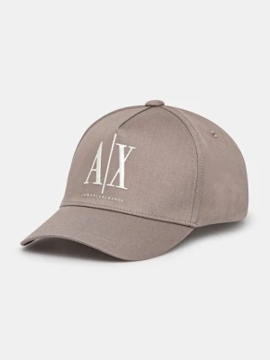 Armani Exchange czapka z daszkiem bawełniana beżowy