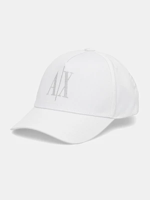 Armani Exchange czapka z daszkiem bawełniana biały