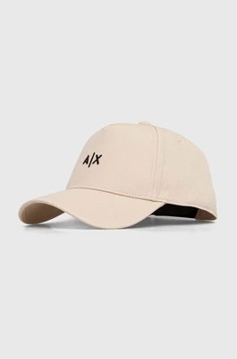 Armani Exchange czapka z daszkiem bawełniana kolor beżowy z aplikacją 954112 CC571 NOS