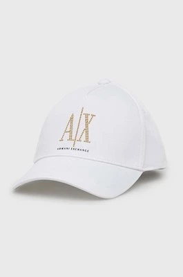 Armani Exchange czapka z daszkiem bawełniana kolor biały z aplikacją 944208 3R131