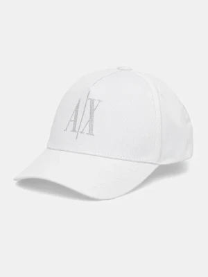 Armani Exchange czapka z daszkiem bawełniana kolor biały z aplikacją XW000957 AF13846