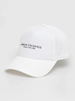 Armani Exchange czapka z daszkiem bawełniana kolor biały z nadrukiem 944207 3R130