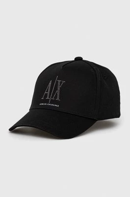 Armani Exchange czapka z daszkiem bawełniana kolor czarny z aplikacją 944208 3R131