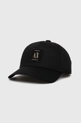 Armani Exchange czapka z daszkiem bawełniana kolor czarny z aplikacją 954219 CC812