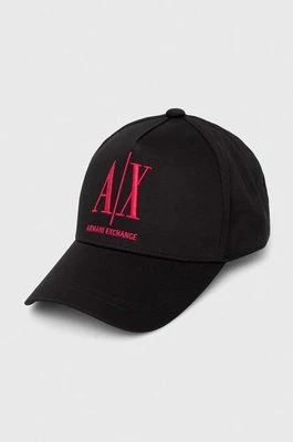 Armani Exchange czapka z daszkiem bawełniana kolor czarny z aplikacją 954047 CC811 NOS