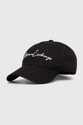 Armani Exchange czapka z daszkiem bawełniana kolor czarny z aplikacją 954224 CC516