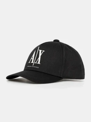 Armani Exchange czapka z daszkiem bawełniana kolor czarny z aplikacją XM000811 AF13343