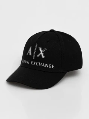 Armani Exchange czapka z daszkiem bawełniana kolor czarny z aplikacją XW000873 AF13334