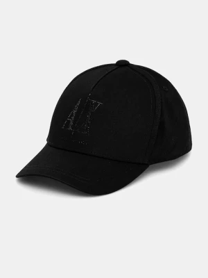 Armani Exchange czapka z daszkiem bawełniana kolor czarny z aplikacją XW000957 AF13846