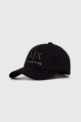 Armani Exchange czapka z daszkiem bawełniana kolor czarny z nadrukiem 954227 4R121