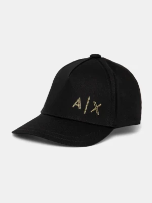 Armani Exchange czapka z daszkiem bawełniana kolor czarny z nadrukiem XM000282 AF12102