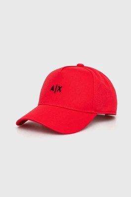 Armani Exchange czapka z daszkiem bawełniana kolor czerwony z aplikacją 954112 CC571 NOS