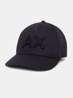 Zdjęcie produktu Armani Exchange czapka z daszkiem bawełniana kolor granatowy gładka 954213 4F112