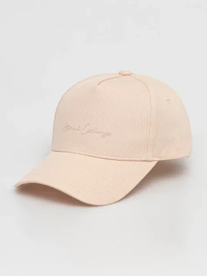 Armani Exchange czapka z daszkiem bawełniana kolor różowy z aplikacją XW000956 AF13848