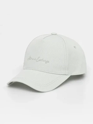 Armani Exchange czapka z daszkiem bawełniana kolor turkusowy z aplikacją XW000956 AF13848