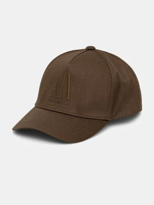 Armani Exchange czapka z daszkiem bawełniana kolor zielony z nadrukiem XW001179 AF14711