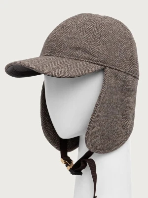 Armani Exchange czapka z daszkiem damska z wełną brązowy