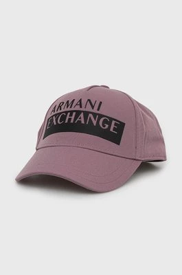 Armani Exchange czapka z daszkiem kolor fioletowy gładka