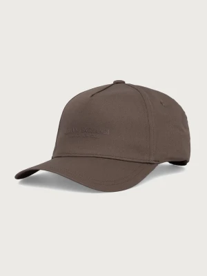 Armani Exchange czapka z daszkiem męska bawełniana brązowy