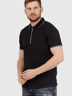 ARMANI EXCHANGE Czarna męska koszulka polo na suwak, Rozmiar S