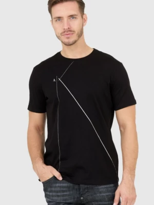 ARMANI EXCHANGE Czarny t-shirt męski ze srebrnym logo