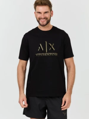 ARMANI EXCHANGE Czarny t-shirt ze złotym logo