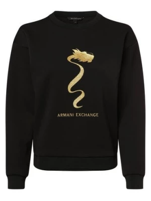 Armani Exchange Damska bluza nierozpinana Kobiety Bawełna czarny jednolity,