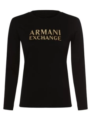 Armani Exchange Damska koszulka z długim rękawem Kobiety Bawełna czarny nadruk,