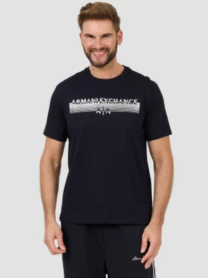 ARMANI EXCHANGE Granatowy męski t-shirt ze srebrnym logo, Rozmiar L