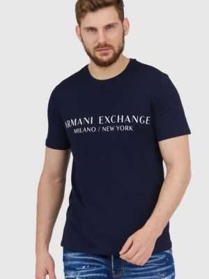 ARMANI EXCHANGE Granatowy t-shirt męski z aplikacją z logo