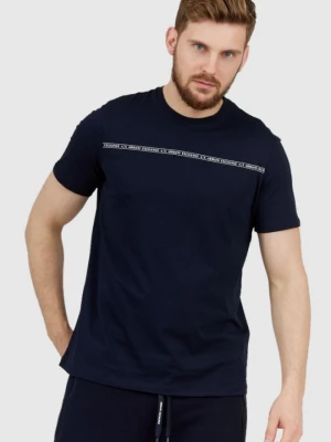 ARMANI EXCHANGE Granatowy t-shirt męski z paskiem z logo, Rozmiar S