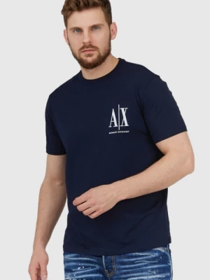ARMANI EXCHANGE Granatowy t-shirt męski z wyszywanym logo