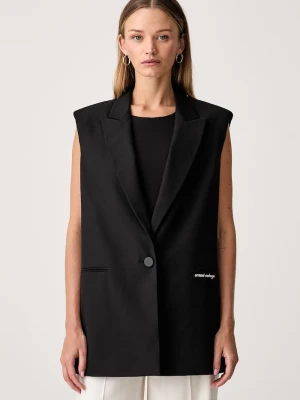 Armani Exchange kamizelka jednorzędowa damska z dodatkiem wełny czarny
