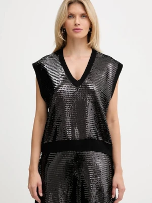 Armani Exchange kamizelka z domieszką wełny damski kolor czarny lekki XW001325 AF16682