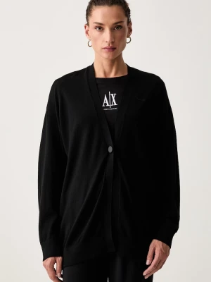 Armani Exchange kardigan damski wełniany czarny