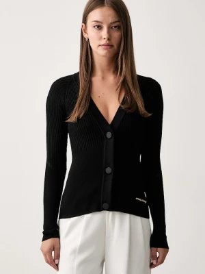 Armani Exchange kardigan damski z wiskozą czarny