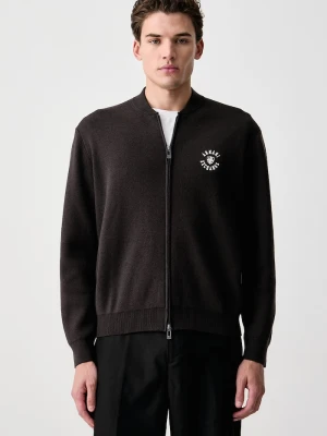 Armani Exchange kardigan męski z dodatkiem wełny brązowy