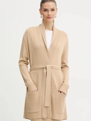 Armani Exchange kardigan z dodatkiem wełny damski kolor beżowy XW000766 AF13774