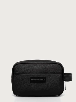 Armani Exchange kosmetyczka z imitacji skóry czarny