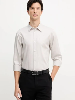 Armani Exchange koszula bawełniana męska kolor beżowy regular z kołnierzykiem klasycznym XM001868 AF18836