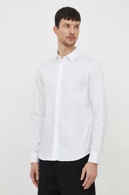 Armani Exchange koszula bawełniana męska kolor biały regular z kołnierzykiem klasycznym 3DZC36 ZNAUZ