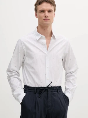 Armani Exchange koszula bawełniana męska kolor biały regular z kołnierzykiem klasycznym XM000719 AF13206